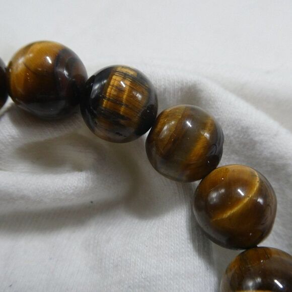 Tiger Eye Genuine Stone Round Beaded Bracelet - Picture 3 of 6